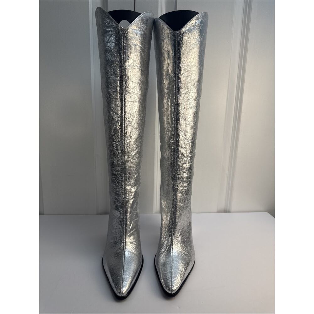 Steve Madden Women's Silver 5.5 Croft Pointed Toe Knee High Boots NWOB - Picture 4 of 16